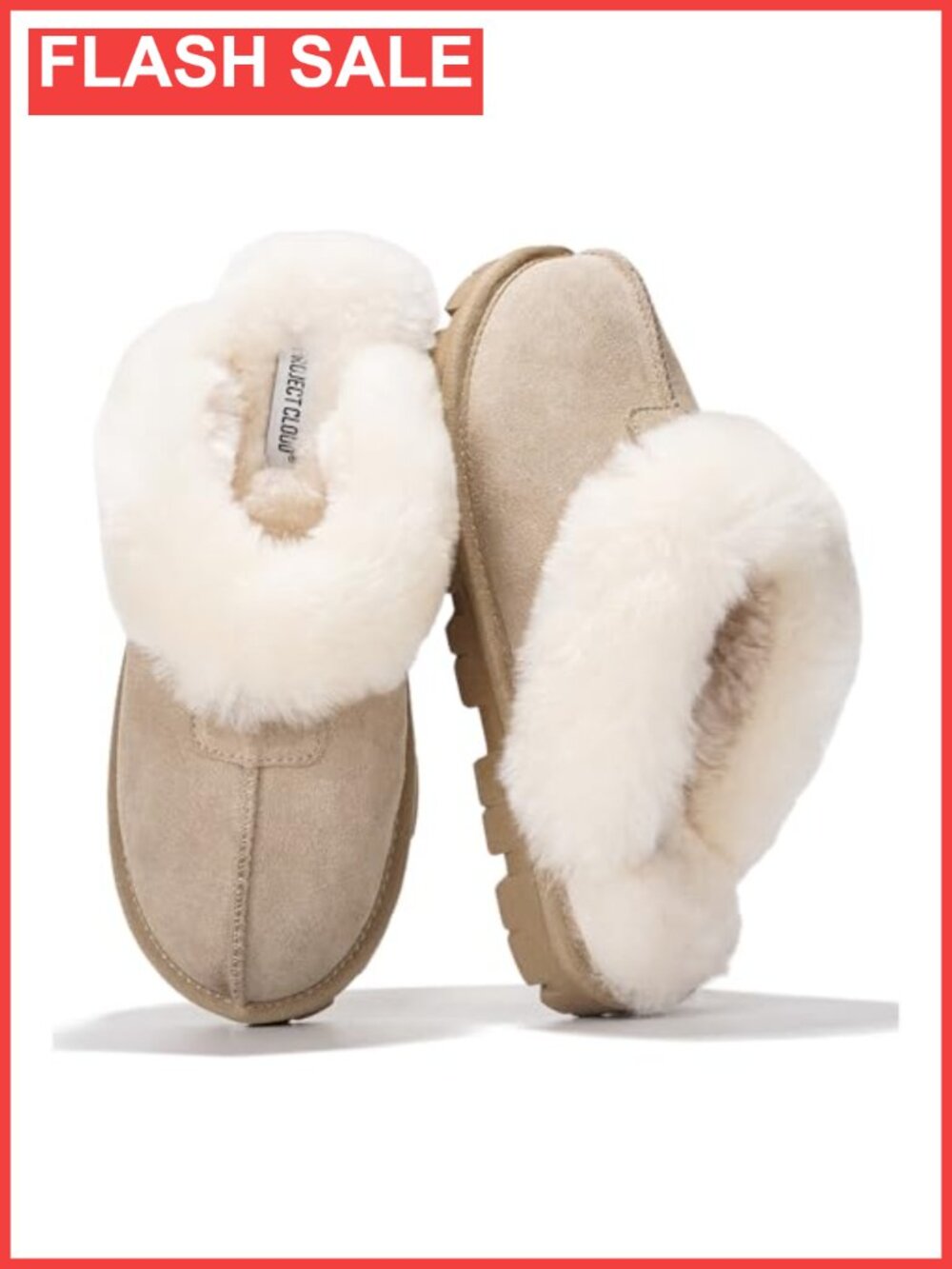 100% Genuine Leather Womens Slippers Fur-Lined Clog Memory Foam Indoor Outdoor